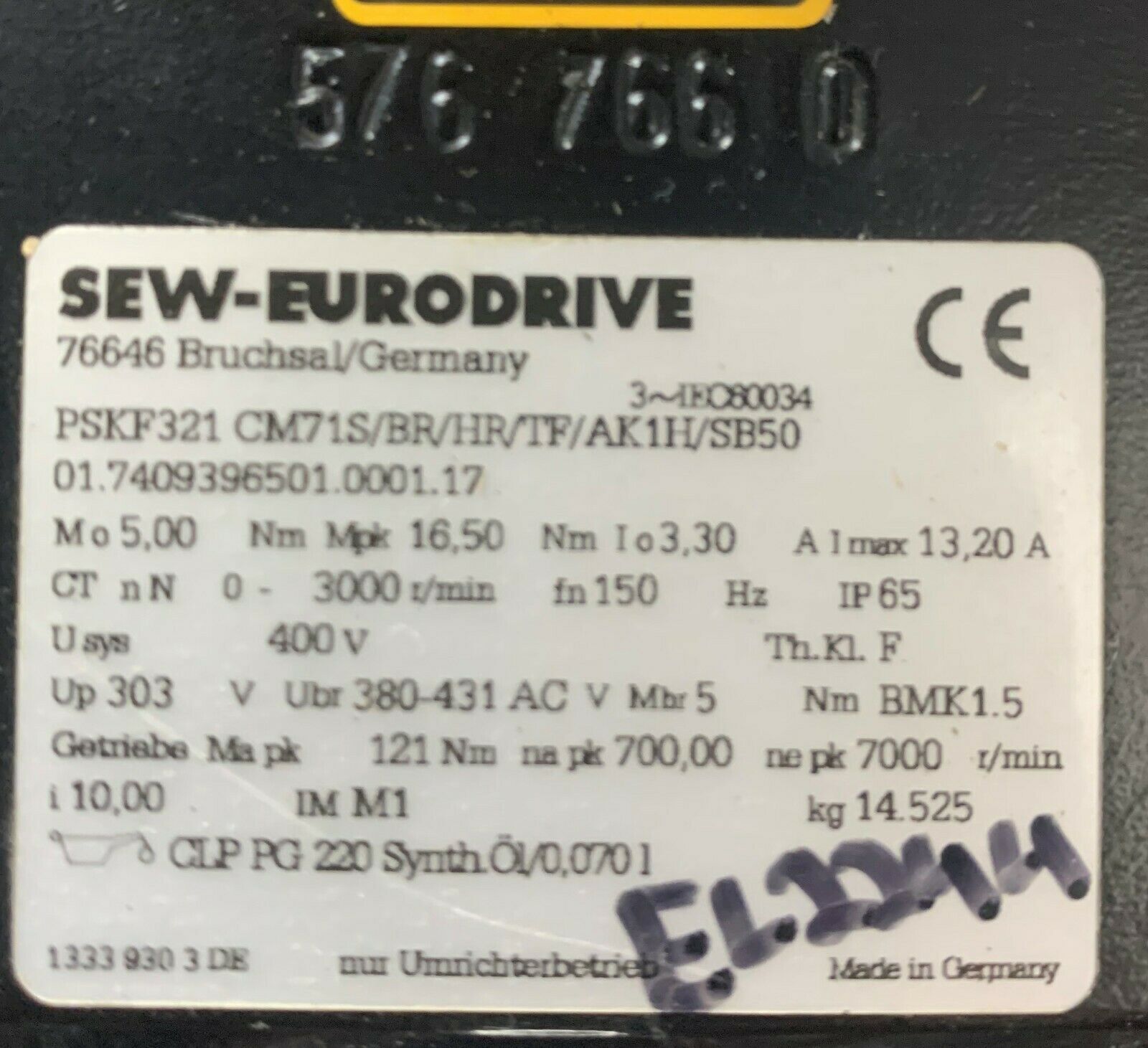 SEW EURODRIVE PSKF321 CM71S/BR/HR/TF/AK1H/SB50 Motors | ESS INDUSTRIAL