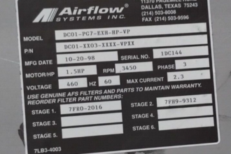 AIRFLOW SYSTEMS INC. DC01-PG7-EXH-HP-VP CNC & Metalworking Equipment | ESS INDUSTRIAL (7)